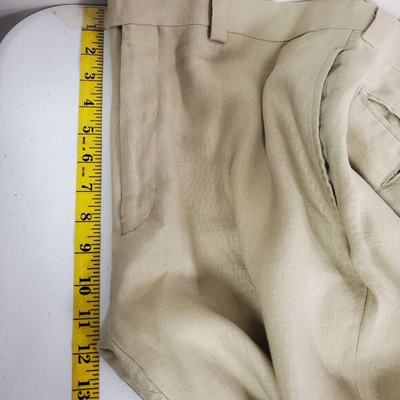 Calvin Klein Mens Mid Rise Linen Pants Size 34R Tan Beach Costal Preppy Vacation - Picture 7 of 11